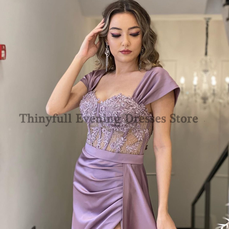 Party Dresses Thinyfull Sexy Prom Evening Dresses Off Shoulder Appliques Party Dress High Split Floor Length Cocktail Gowns Saudi Arabia Dubai 230217