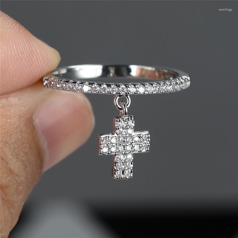 Wedding Rings White Zircon Classic Cross Pendant Ring Single Row Round Small Stone Dainty Gold Silver Color For Women Party
Wedding Rings White Zircon Classic Cross Pendant Ring Single Row Round Small Stone Dainty Gold Silver Color For Women Party