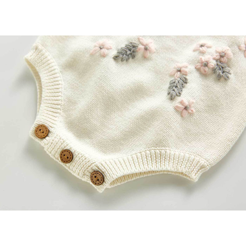 Clothing Sets Spring Autumn Infant Baby Girls Knit Long Sleeve Flower Coat Braces Rompers Clothing Sets Kids Girl Suit Clothes 0-3Yrs 230217