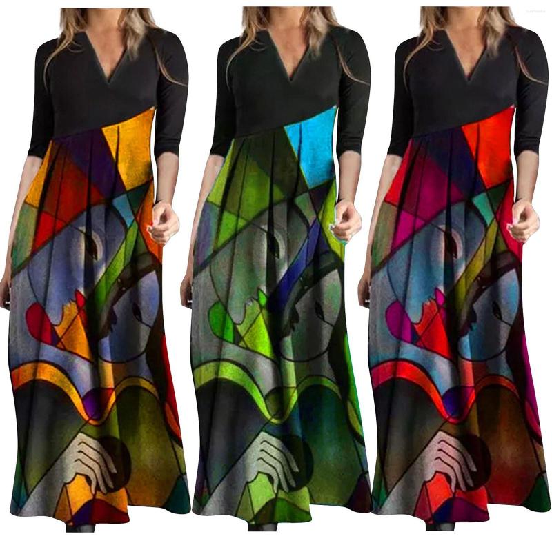 Casual Dresses Women Elegant V Neck Spliced Dress Bohemia Spring Vintage Long Sleeves Slim Party Female Sleeve
Casual Dresses Women Elegant V Neck Spliced Dress Bohemia Spring Vintage Long Sleeves Slim Party Female Sleeve