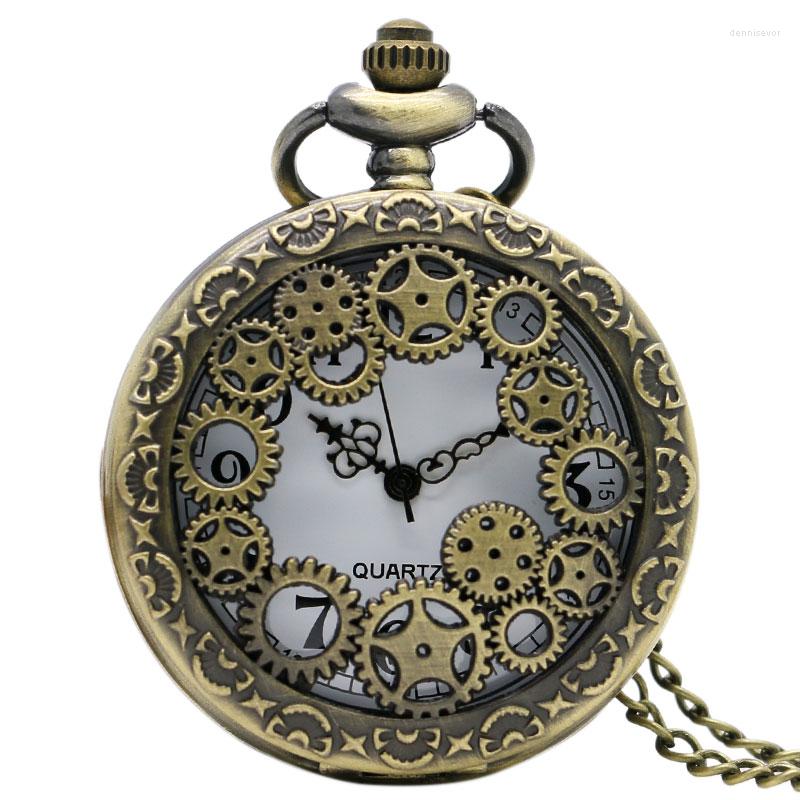 Pocket Watches Steampunk Half Hollow Gear Design Quartz Watch Men Women Elegant Vintage Clock Pendant Gifts For Children Bronze, Picture shown
Pocket Watches Steampunk Half Hollow Gear Design Quartz Watch Men Women Elegant Vintage Clock Pendant Gifts For Children Bronze, Picture shown