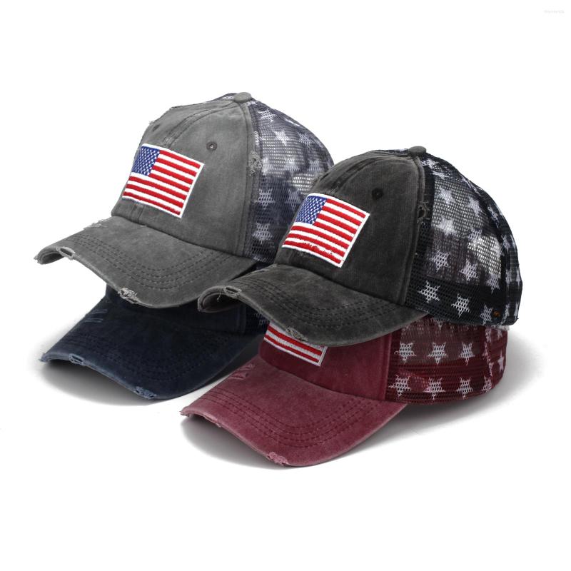 Ball Caps Ball Caps 4 Colors Distressed American Flag Star Cap Denim Baseball Women Jeans USA Hat