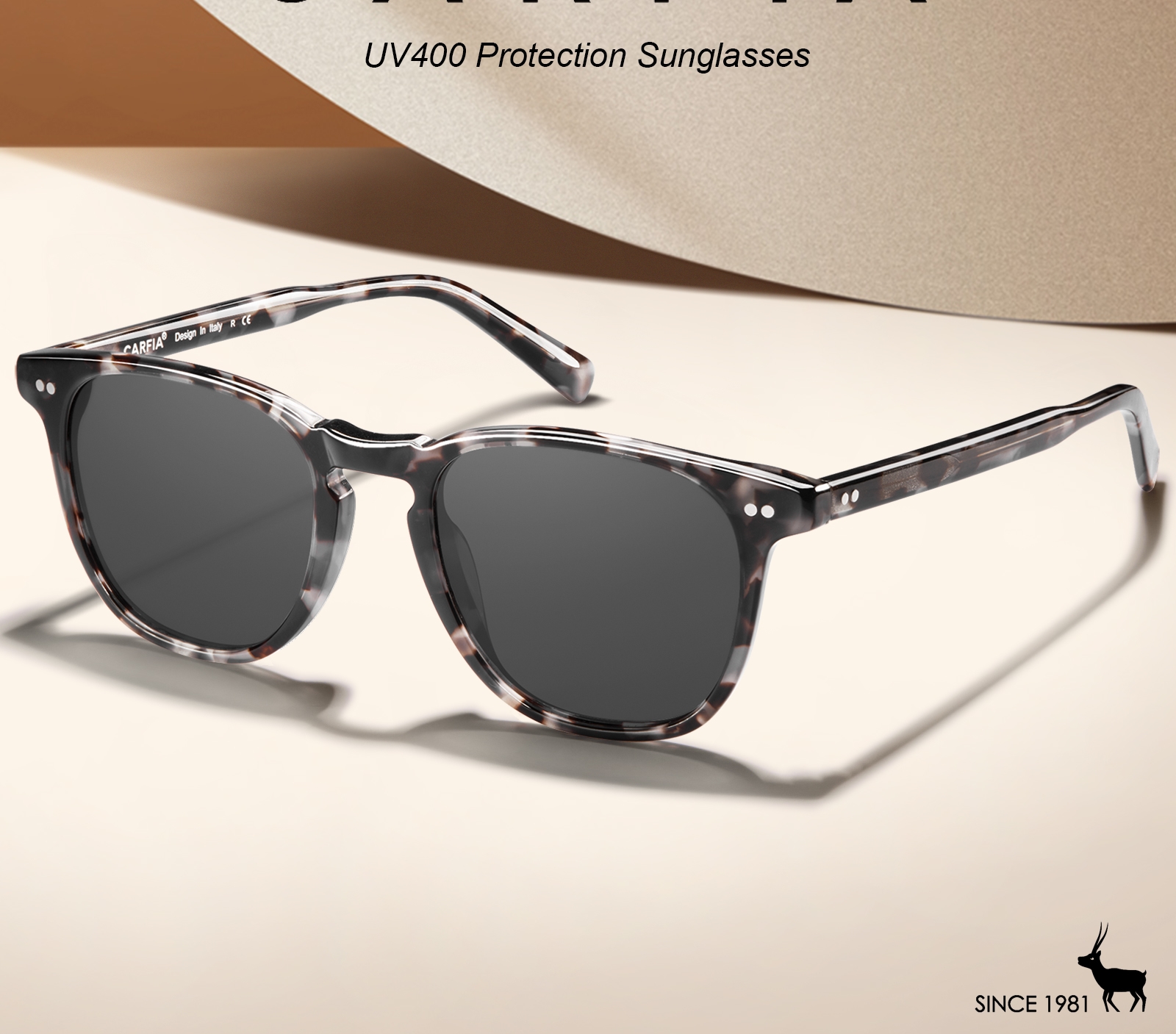 Carfia Retro Polarized Sunglasses for Women Small and Medium Face UV Protection, Handcrafted Acetate Frame Sunnies