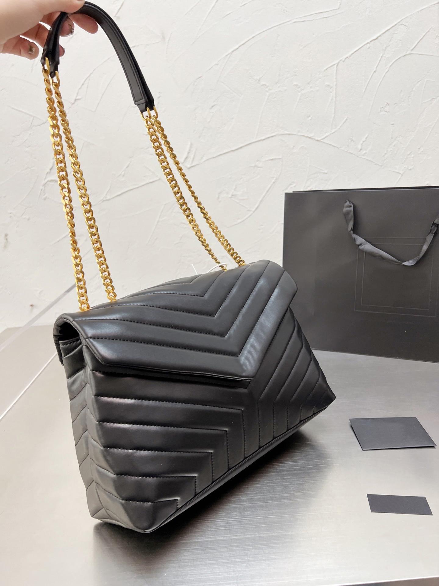 Luxury Handbag Shoulder Bag Brand LOULOU Y-Shaped Designer Seam Leather Ladies Metal Chain Black Clamshell Messenger Chain Bags, Black gold chain
Luxury Handbag Shoulder Bag Brand LOULOU Y-Shaped Designer Seam Leather Ladies Metal Chain Black Clamshell Messenger Chain Bags, Black gold chain