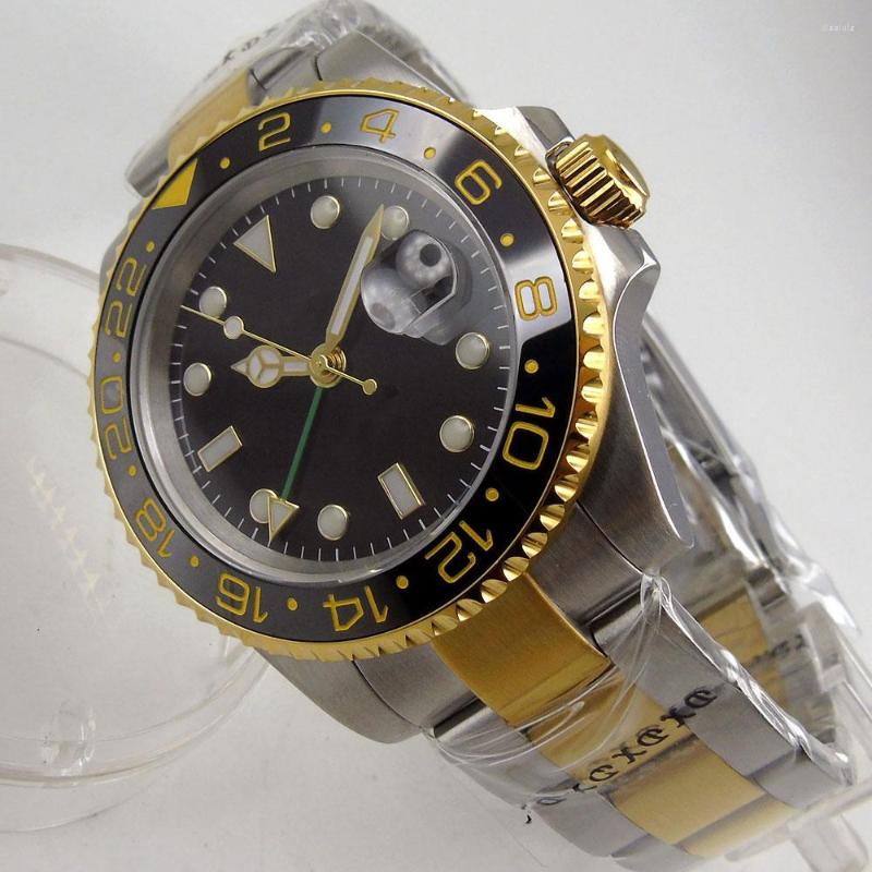 Wristwatches 40MM Sterile Dial Sapphire Glass Ceramic Bezel Date Yellow Gold Plated Case Back GMT Automatic Men's Wristwatch, Picture shown
Wristwatches 40MM Sterile Dial Sapphire Glass Ceramic Bezel Date Yellow Gold Plated Case Back GMT Automatic Men's Wristwatch, Picture shown