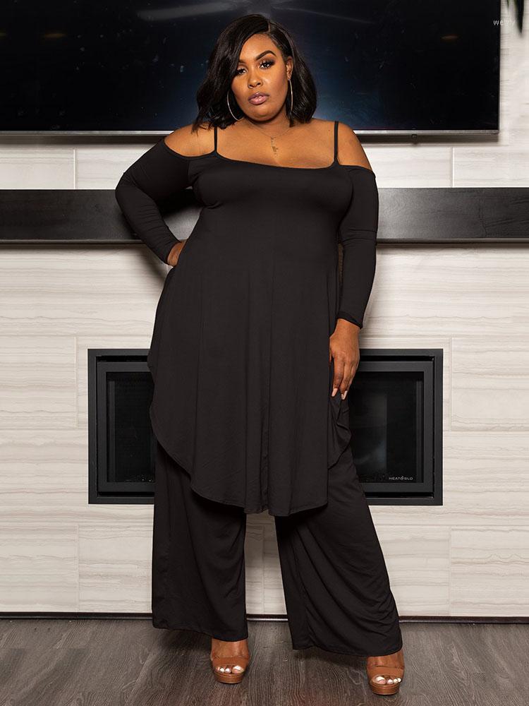 Tracksuits Plus Size 2 Piece Set Women Strap Off Shoulder Top And Wide Leg Pants Ladies Suits Sexy Outfits Wholesale Bulk Drop, Black
Tracksuits Plus Size 2 Piece Set Women Strap Off Shoulder Top And Wide Leg Pants Ladies Suits Sexy Outfits Wholesale Bulk Drop, Black