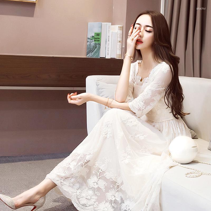 Party Dresses 2023 Spring Summer Women Dress Fashion Elegant Closed Waist Lace Swing Midi Vestidos, Beige
Party Dresses 2023 Spring Summer Women Dress Fashion Elegant Closed Waist Lace Swing Midi Vestidos, Beige