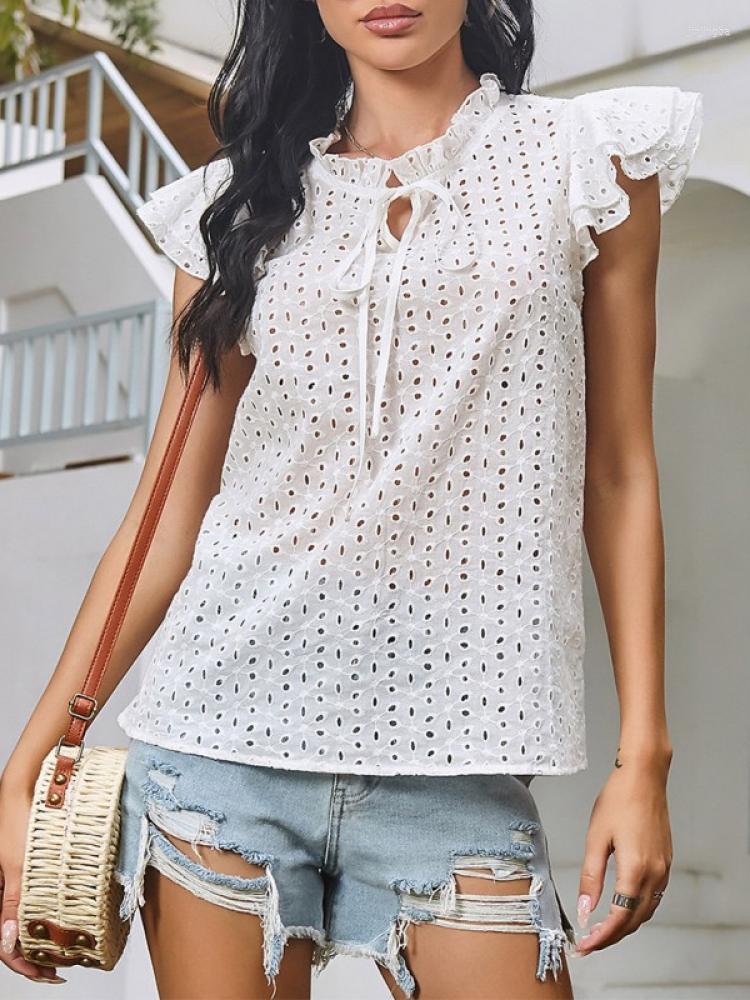 Women' Blouses Elegant Women Hollow Out Blouse Butterfly Sleeve Sweet Casual Front Lace Up Solid Color Shirt, White
Women' Blouses Elegant Women Hollow Out Blouse Butterfly Sleeve Sweet Casual Front Lace Up Solid Color Shirt, White