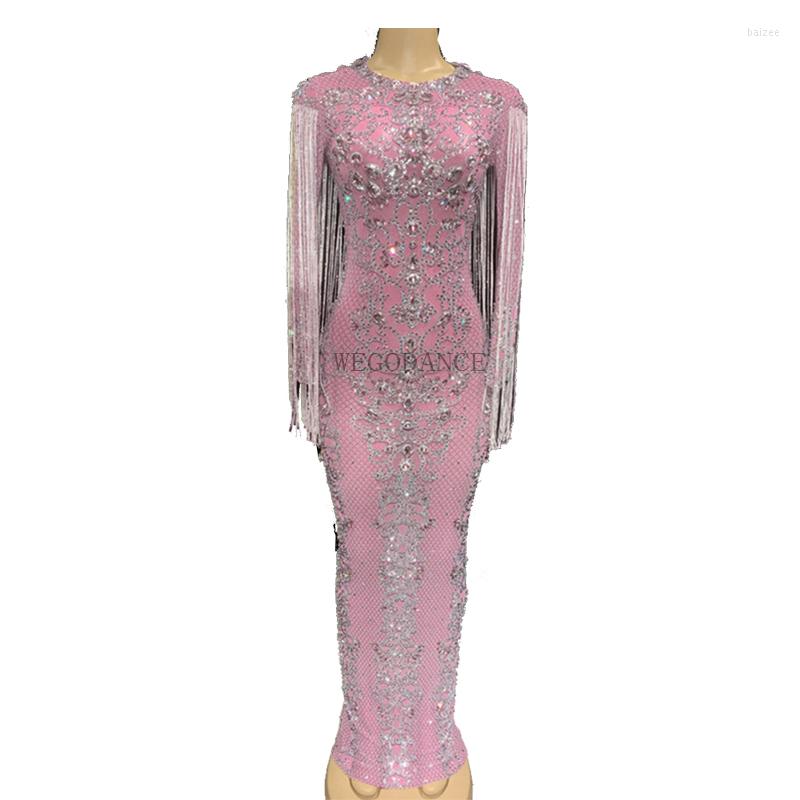 Stage Wear Women Mesh Perspective Sparkly Crystals Floor Length Dresses Evening Party Rhinestones Birthday Tassel Costume, Pink
Stage Wear Women Mesh Perspective Sparkly Crystals Floor Length Dresses Evening Party Rhinestones Birthday Tassel Costume, Pink