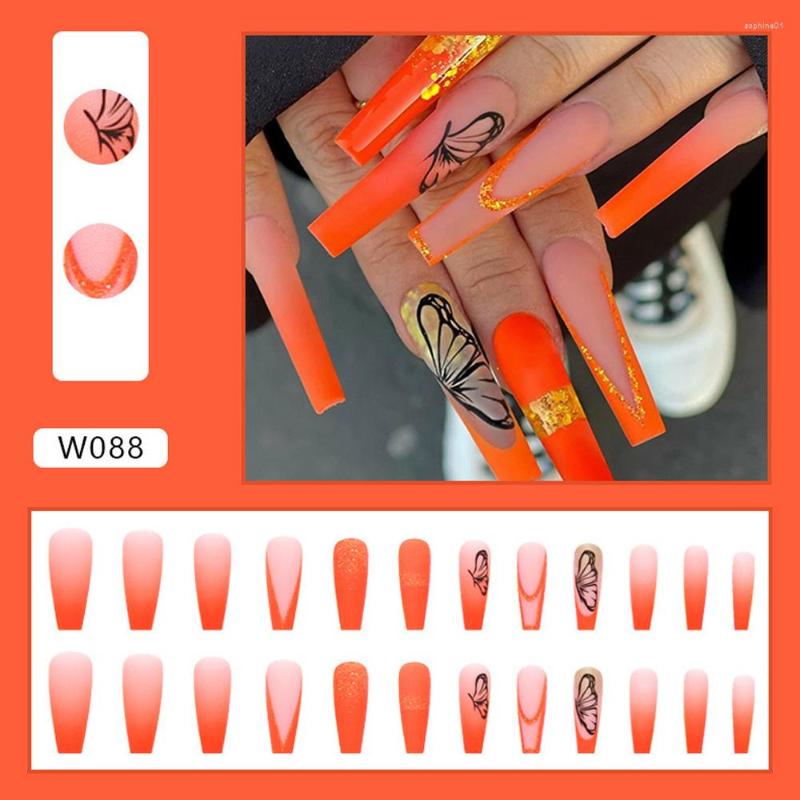False Nails 24pcs/1box Nail Art With Glue Sunset Butterfly Orange Base Decorations Full Cover Fake Manicure Long Slice, Picture shown
False Nails 24pcs/1box Nail Art With Glue Sunset Butterfly Orange Base Decorations Full Cover Fake Manicure Long Slice, Picture shown