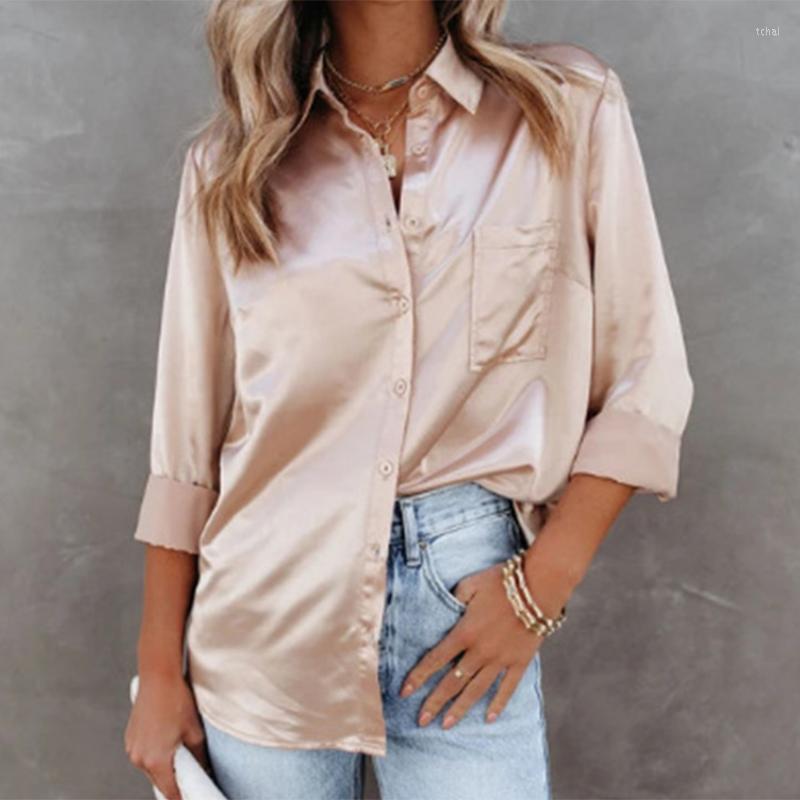 Women' Blouses Elegant Long Sleeve Silk Shirt Women Fashion Single-Breasted Tops White Satin Blouse Casual Lapel Solid Loose Shirts 24259, Black
Women' Blouses Elegant Long Sleeve Silk Shirt Women Fashion Single-Breasted Tops White Satin Blouse Casual Lapel Solid Loose Shirts 24259, Black