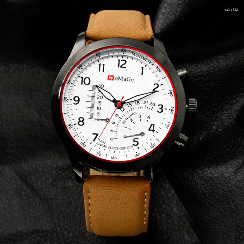 Wristwatches WOMAGE Wristwatch Men Military Watches Fashion Sports Leather Quartz Relojes Hombre Montres Homme Horloge Mannen, 1661232brownblack
Wristwatches WOMAGE Wristwatch Men Military Watches Fashion Sports Leather Quartz Relojes Hombre Montres Homme Horloge Mannen, 1661232brownblack