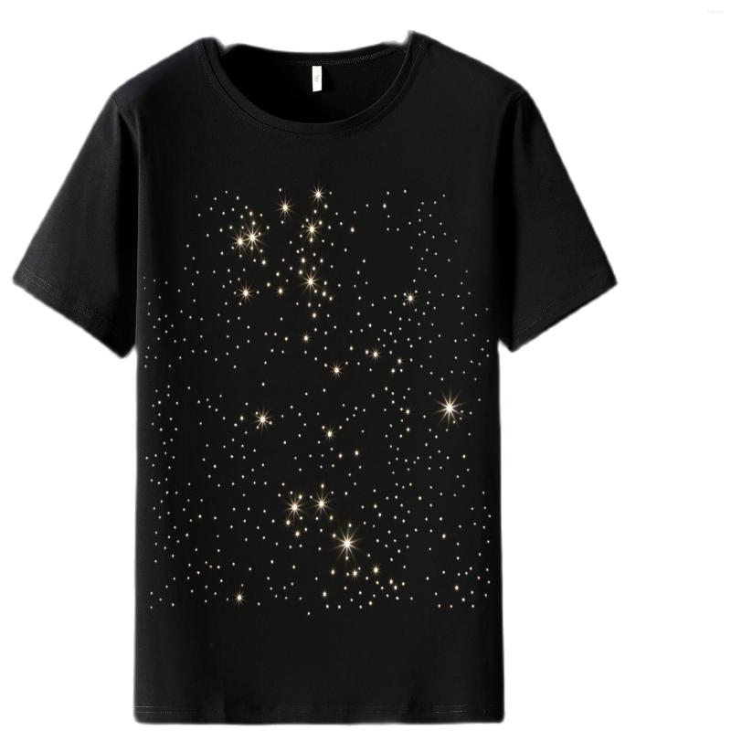 Men's T Shirts Summer Large Size Sequined Short-sleeved Bright Diamond Men's T-shirt Loose Fat Plus Round Neck Male, Black
Men's T Shirts Summer Large Size Sequined Short-sleeved Bright Diamond Men's T-shirt Loose Fat Plus Round Neck Male, Black