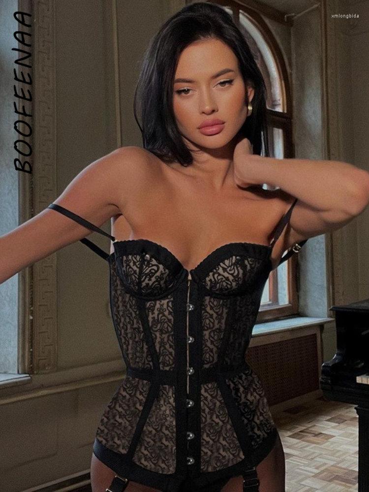 Women' Tanks BOOFEENAA Black Floral Lace Busiter Corset Top Vintage Sexy Lingerie For Women Club Low Cut Camis Fashion Clothes C66-DZ15
Women' Tanks BOOFEENAA Black Floral Lace Busiter Corset Top Vintage Sexy Lingerie For Women Club Low Cut Camis Fashion Clothes C66-DZ15