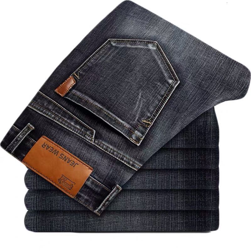 Men's Jeans Spring Autumn Men's Smart Elastic Jeans Business Fashion Straight Regular Stretch Denim Trousers Men Jeans 28-40 230217