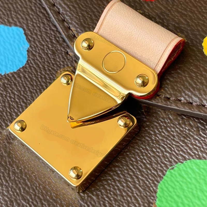 9A Shoulder Bags Messenger Bag Pochette Polka Dot Metis Hard Case Lock Canvas Leather Handbag Embossed Silk Screen Crossbody 25cm L298
