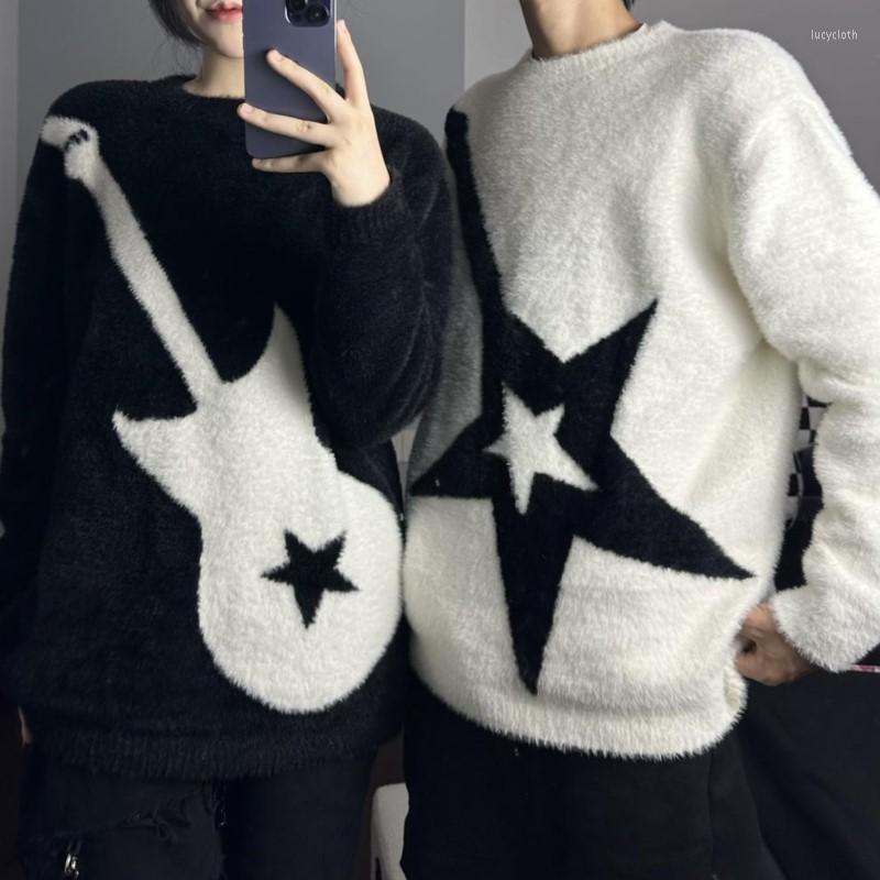 Women's Sweaters Hip Hop Imitation Mink Velvet Electric Guitar Black White O-neck Sweater Men Women's Oversize Winter Loose Pullover Y2K
Women's Sweaters Hip Hop Imitation Mink Velvet Electric Guitar Black White O-neck Sweater Men Women's Oversize Winter Loose Pullover Y2K