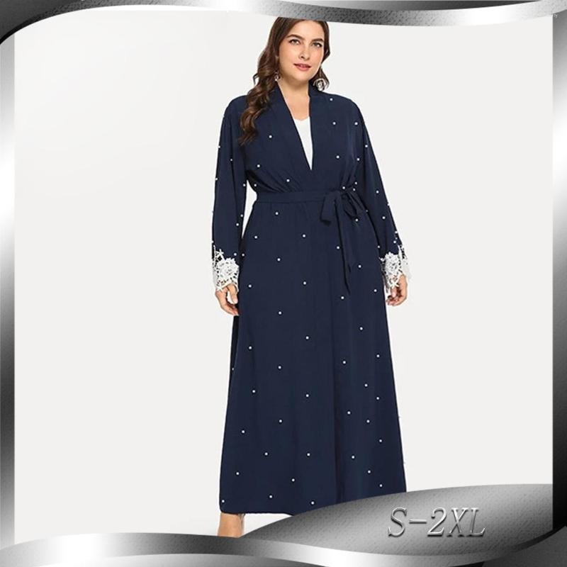 Ethnic Clothing Muslim Women Robe Nail Bead Lace Stitching Cardigan Dress Fashion V-neck Kaftan Abaya Dubai Islamic Female
Ethnic Clothing Muslim Women Robe Nail Bead Lace Stitching Cardigan Dress Fashion V-neck Kaftan Abaya Dubai Islamic Female