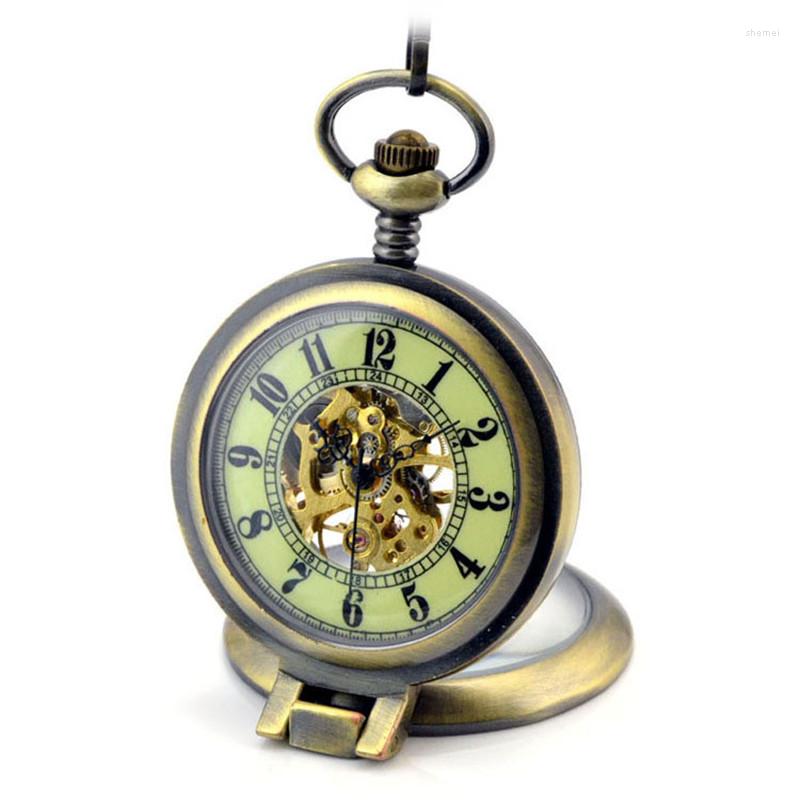 Pocket Watches Luminous Magnifier Skeleton Bronze Automatic Mechanical Watch Men Vintage Hand Wind Clock Necklace & Fob, 37cm chain
Pocket Watches Luminous Magnifier Skeleton Bronze Automatic Mechanical Watch Men Vintage Hand Wind Clock Necklace & Fob, 37cm chain