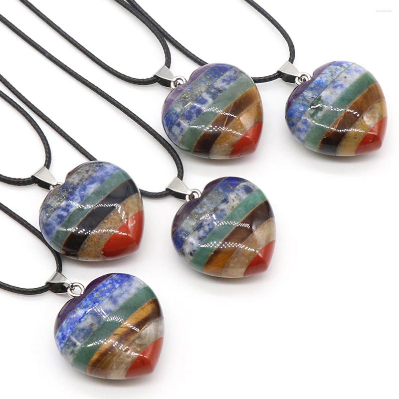 Pendant Necklaces Natural Stone Seven Chakra Crystal Colorful Stitching Heart Necklace Reiki For Women Charm Jewelry
Pendant Necklaces Natural Stone Seven Chakra Crystal Colorful Stitching Heart Necklace Reiki For Women Charm Jewelry
