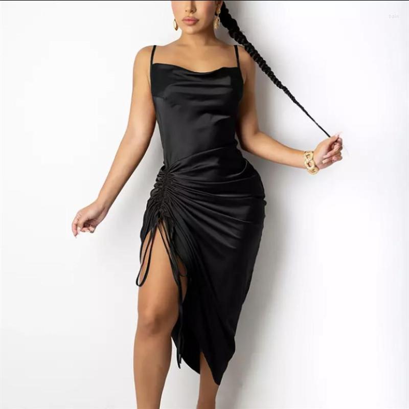 Casual Dresses Summer Satin Dress Drawstring Spaghetti Straps Cowl Neck Backless Long For Women Party Sexy Vestidos
Casual Dresses Summer Satin Dress Drawstring Spaghetti Straps Cowl Neck Backless Long For Women Party Sexy Vestidos