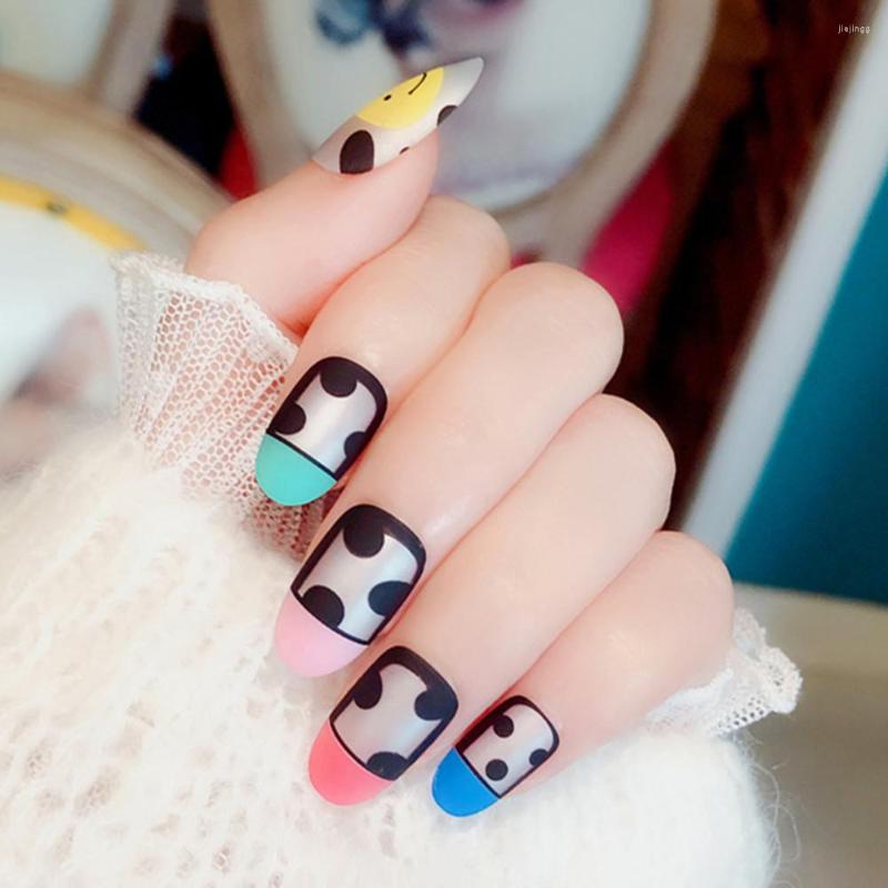 False Nails 24Pcs Cute Matte Fake Smile Dot Blue Pre-design Short Round Head Full Cover Nail Tips Decoration, Ms-19
False Nails 24Pcs Cute Matte Fake Smile Dot Blue Pre-design Short Round Head Full Cover Nail Tips Decoration, Ms-19