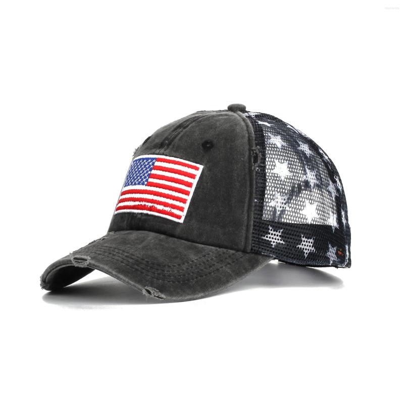 Ball Caps Ball Caps 4 Colors Distressed American Flag Star Cap Denim Baseball Women Jeans USA Hat
