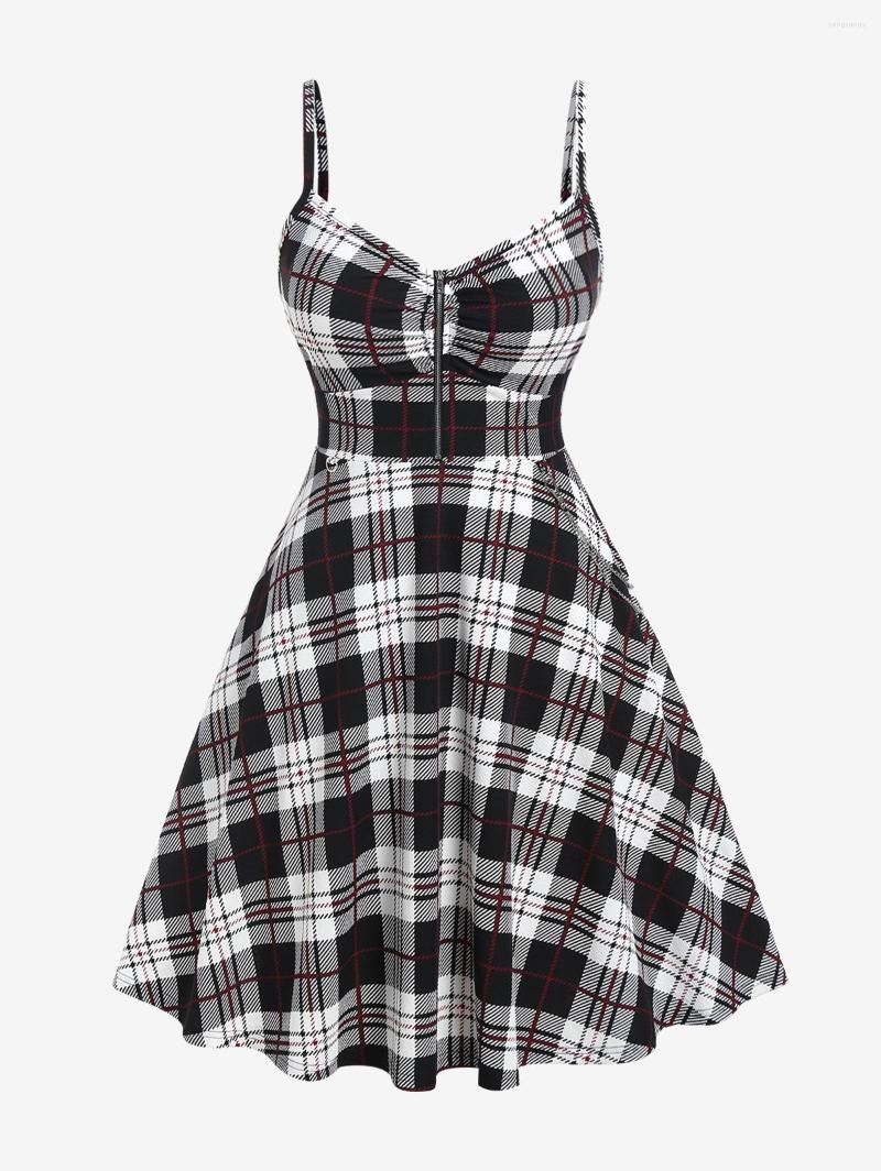 Casual Dresses ROSEGAL Gothic Women A Line Plaid Half Zipper Backless Vintage Dress Summer High Waist Sleeveless Knee Length Vestidos, Black
Casual Dresses ROSEGAL Gothic Women A Line Plaid Half Zipper Backless Vintage Dress Summer High Waist Sleeveless Knee Length Vestidos, Black