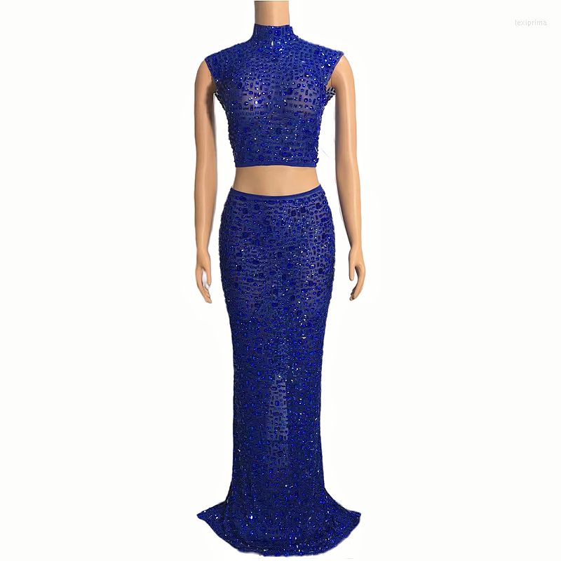 Stage Wear Two Pieces Set Sparkly Full Rhinestones Top Skirt Dress Sexy Transparent Celebrate Evening Prom Gown Birthday For Women, Gold short type
Stage Wear Two Pieces Set Sparkly Full Rhinestones Top Skirt Dress Sexy Transparent Celebrate Evening Prom Gown Birthday For Women, Gold short type