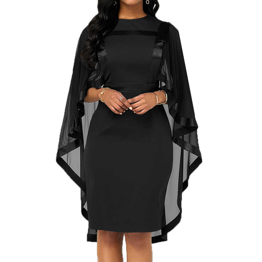 Casual Dresses Fashion Women Cape Slim Fits Round Collar Cocktail Party Banquet Bodycon Dress Collar Cocktail Party Banquet Bodycon Dress Z0216