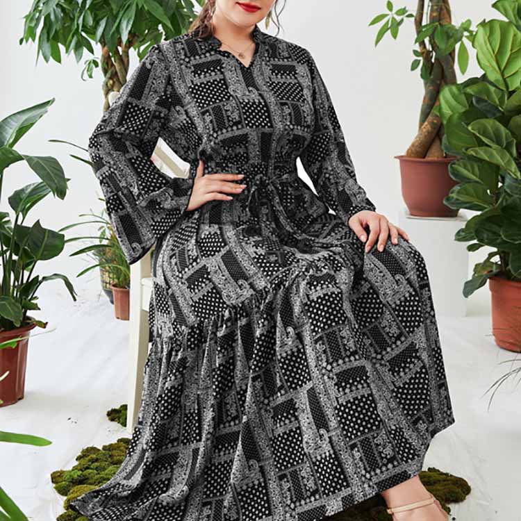 Spot 2023 European and American New Temperament Reduced Age Simple Elastic Waist Printed Dress Large Women, Black
Spot 2023 European and American New Temperament Reduced Age Simple Elastic Waist Printed Dress Large Women, Black