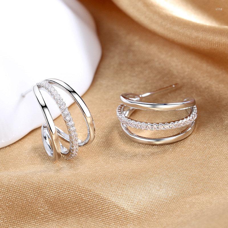 Stud Earrings S925 Sterling Silver Luxury 20MM 3 Rings Zircon C For Women Fashion Charm Wedding Gift Jewelry
Stud Earrings S925 Sterling Silver Luxury 20MM 3 Rings Zircon C For Women Fashion Charm Wedding Gift Jewelry