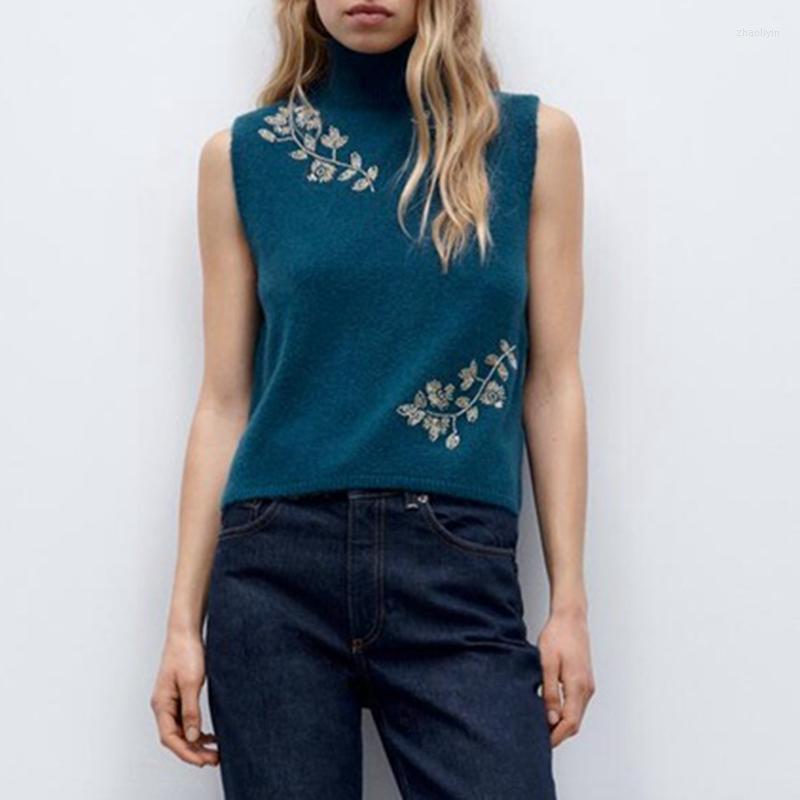 Women' Vests 2023 Spring Women High Neck Beaded Knitted Sleeveless Pullover Vest, Blue
Women' Vests 2023 Spring Women High Neck Beaded Knitted Sleeveless Pullover Vest, Blue