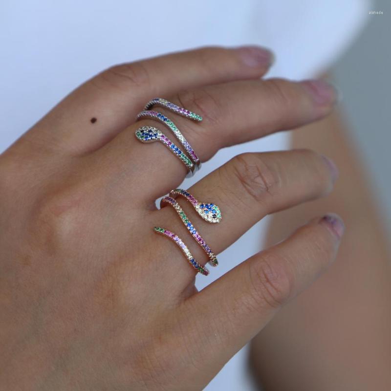 Wedding Rings Top Quality Rainbow Colorful Cubic Zirconia Multi Color Ring Women Full Finger Snake Shaped Tiny Delicate Fashion Jewelry
Wedding Rings Top Quality Rainbow Colorful Cubic Zirconia Multi Color Ring Women Full Finger Snake Shaped Tiny Delicate Fashion Jewelry
