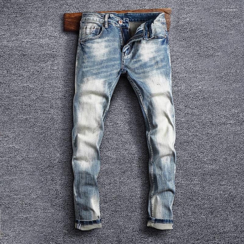 Men's Jeans Italian Style Fashion Men Retro Light Blue Elastic Slim Fit Ripped Vintage Designer Casual Plain Denim Pants
Men's Jeans Italian Style Fashion Men Retro Light Blue Elastic Slim Fit Ripped Vintage Designer Casual Plain Denim Pants