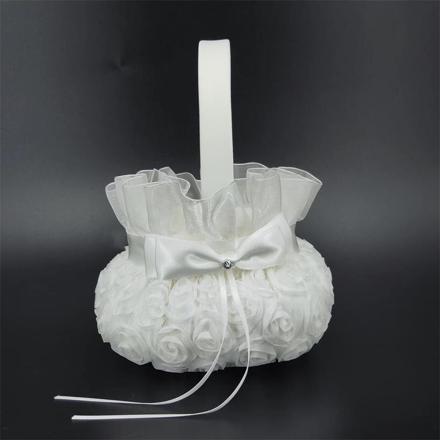 Handmade flower boy portable small flower basket wedding supplies European wedding flower w422, White
Handmade flower boy portable small flower basket wedding supplies European wedding flower w422, White