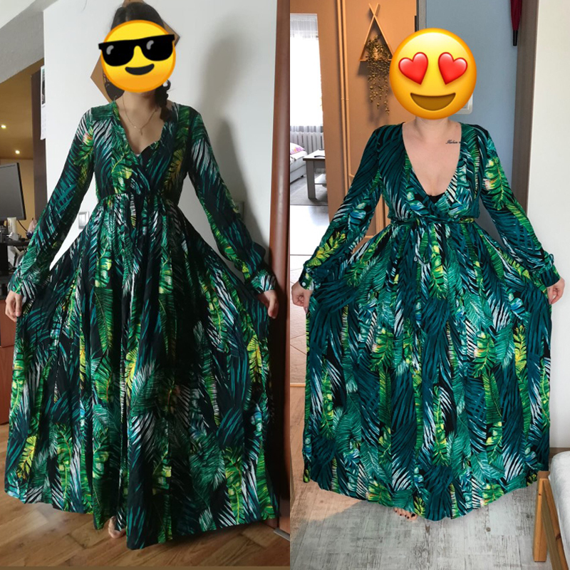 Casual Dresses AECU Vestido Floral Print Boho Maxi Sexy Lady Bohemian Autumn Long Women Beach Female Robes party dresses 230217