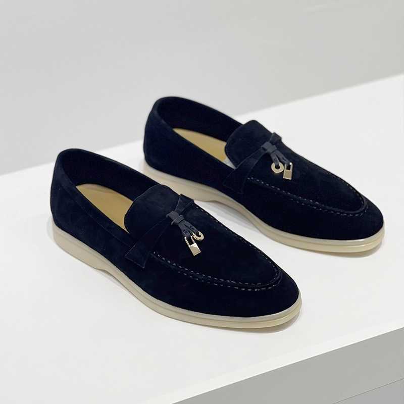 Italy Designer Shoes Loropiana Lp Pure Original Lucky Shoes with One Foot on the Cow Suede Slip-on Couple's Shoes Women's Single Shoes, Apricot 
Italy Designer Shoes Loropiana Lp Pure Original Lucky Shoes with One Foot on the Cow Suede Slip-on Couple's Shoes Women's Single Shoes, Apricot