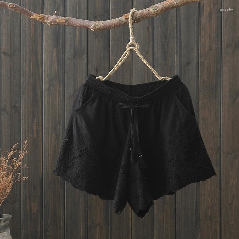 Women's Shorts Women Elastic Summer Waist Hollow Out Embroidery Lace Linen Cotton Ladies Wide Leg Loose Japanese Mori Girl Style, Black
Women's Shorts Women Elastic Summer Waist Hollow Out Embroidery Lace Linen Cotton Ladies Wide Leg Loose Japanese Mori Girl Style, Black