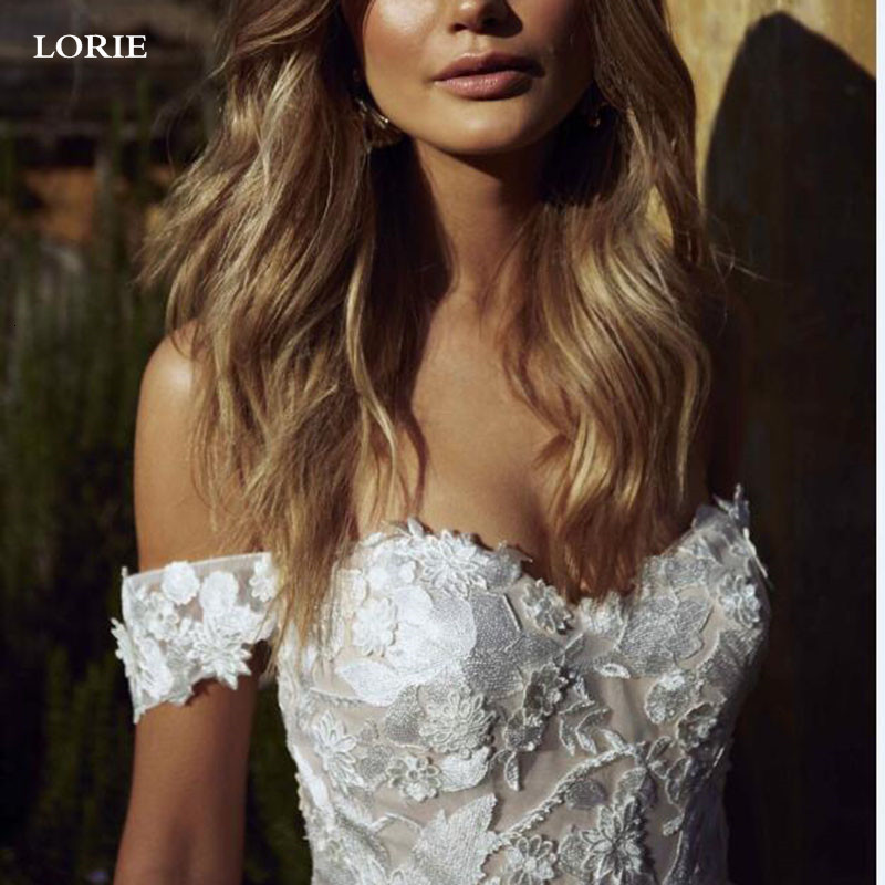 Party Dresses LORIE Boho Wedding Dress off The Shoulder Vintage Lace Appliques Bride Dresses Vestido De Novia Custom Made 230217