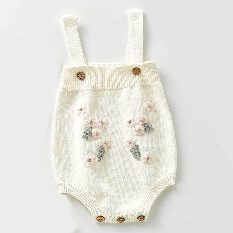 Clothing Sets Spring Autumn Infant Baby Girls Knit Long Sleeve Flower Coat Braces Rompers Clothing Sets Kids Girl Suit Clothes 0-3Yrs 230217