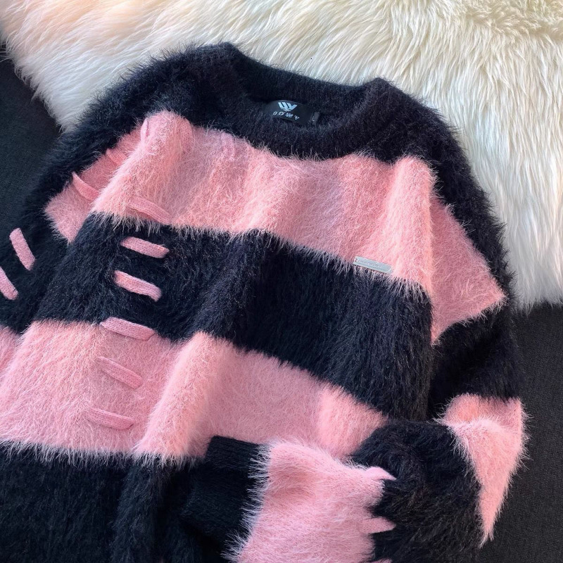 Women s Sweaters Cute and fresh Harajuku stripe design O neck sweater women s fashion niche loose casual lazy style knitted couple sweater 230217, Black
Women s Sweaters Cute and fresh Harajuku stripe design O neck sweater women s fashion niche loose casual lazy style knitted couple sweater 230217, Black