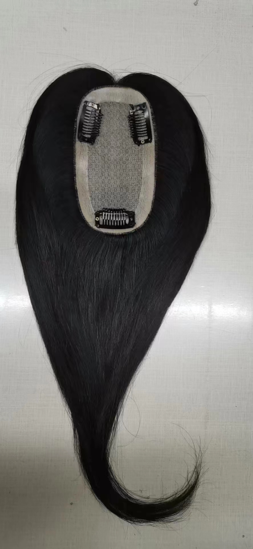 8X12cm Silk Skin Base Topper Women Toupee Chinese Virgin Human Hair Piece with 4 Clips In Natural Scalp Top Overlay Free Parting
