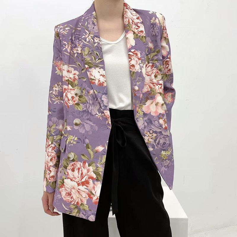 Women' Suits & Blazers Vintage Purple Floral Print Blazer Women Fashion Turndown Collar Long Sleeve Spring Autumn Casual Single Button Suit
Women' Suits & Blazers Vintage Purple Floral Print Blazer Women Fashion Turndown Collar Long Sleeve Spring Autumn Casual Single Button Suit