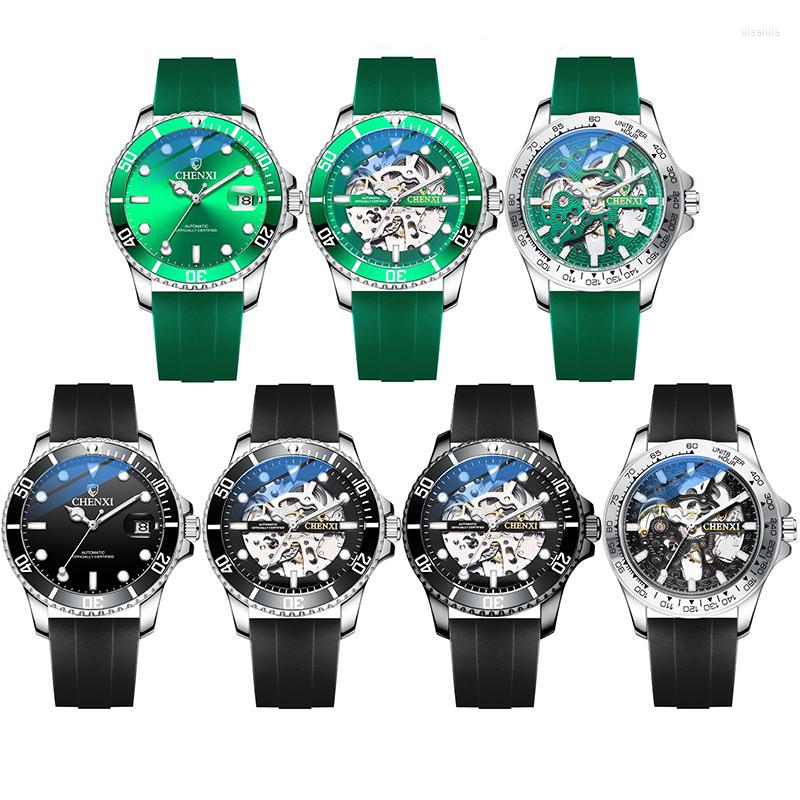 Wristwatches Silicone Tape Hollow Out Stainless Steel Date Automatic Mechanical Watch Men's Waterproof Luminous Diving Ring, Lsg1
Wristwatches Silicone Tape Hollow Out Stainless Steel Date Automatic Mechanical Watch Men's Waterproof Luminous Diving Ring, Lsg1
