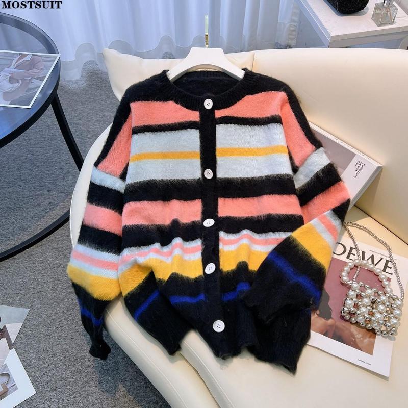 Women's Knits Rainbow Striped Knit Sweater Coat Women Oversized Loose Furry Chic Fashion Ladies Cardigan Jacket Autumn Winter Long Sleeve, Picture color
Women's Knits Rainbow Striped Knit Sweater Coat Women Oversized Loose Furry Chic Fashion Ladies Cardigan Jacket Autumn Winter Long Sleeve, Picture color