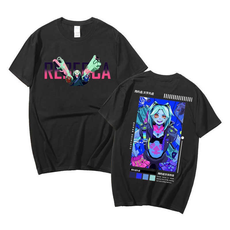 Men's T-Shirts Cyberpunk Edgerunners Rebecca Aesthetic Graphic Tshirt Man Cool Fashion Punk Streetwear Men Women The Locomotive Style T Shirt J23