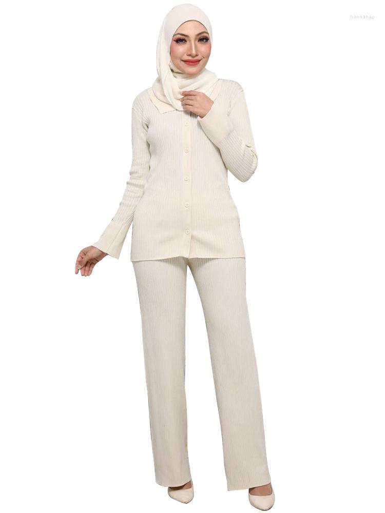 Ethnic Clothing Muslim 2 Piece Set Clothes Women Tops And Wide Leg Pants Suits Spring Autumn Solid Knitted Casual Abaya Islam Outfits
Ethnic Clothing Muslim 2 Piece Set Clothes Women Tops And Wide Leg Pants Suits Spring Autumn Solid Knitted Casual Abaya Islam Outfits