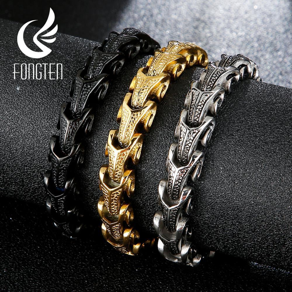 Charm Bracelets Fongten Punk Dragon Snake Link Chain Mens Bracelet 316L Stainless Steel Black Gold Silver Color Viking Fashion Jewelry 230216
Charm Bracelets Fongten Punk Dragon Snake Link Chain Mens Bracelet 316L Stainless Steel Black Gold Silver Color Viking Fashion Jewelry 230216