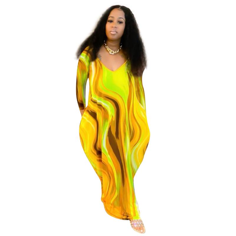 Casual Dresses Sexy Women Dress Print Tie Dye Full Sleeve Long V-neck With Pocket Streetwear Autumn Clothes For Vestidos, Red 
Casual Dresses Sexy Women Dress Print Tie Dye Full Sleeve Long V-neck With Pocket Streetwear Autumn Clothes For Vestidos, Red